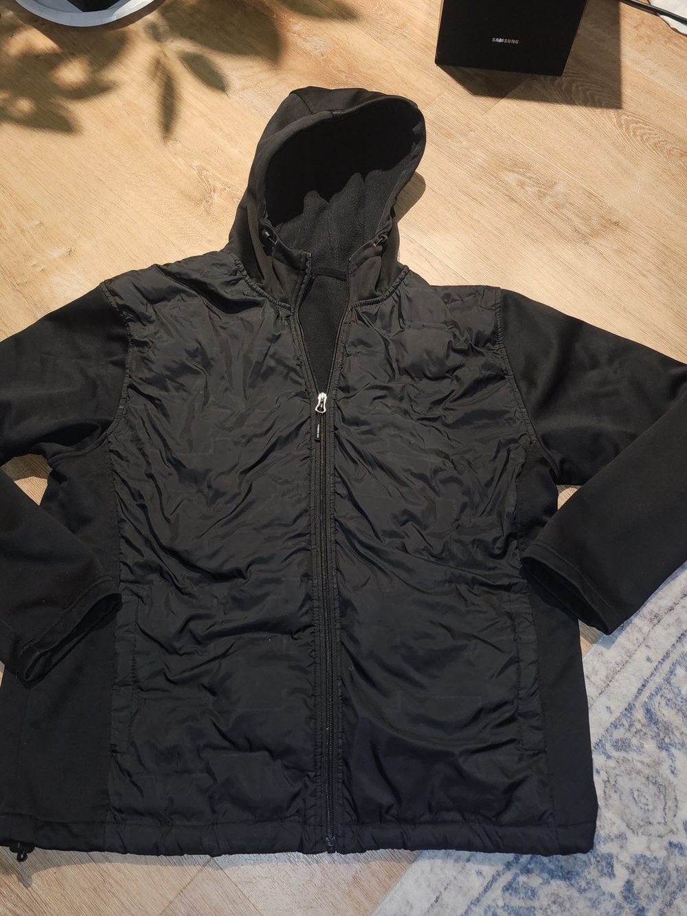 New Balance Athletic Hoodie Full Zip Jacket Fleece Hooded Black Size Medium